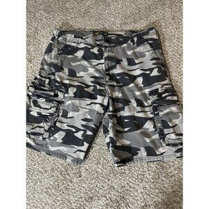 Lee Cargo Shorts Mens 38 Gray Camo Stretch Utility Pockets Casual Army Outdoor